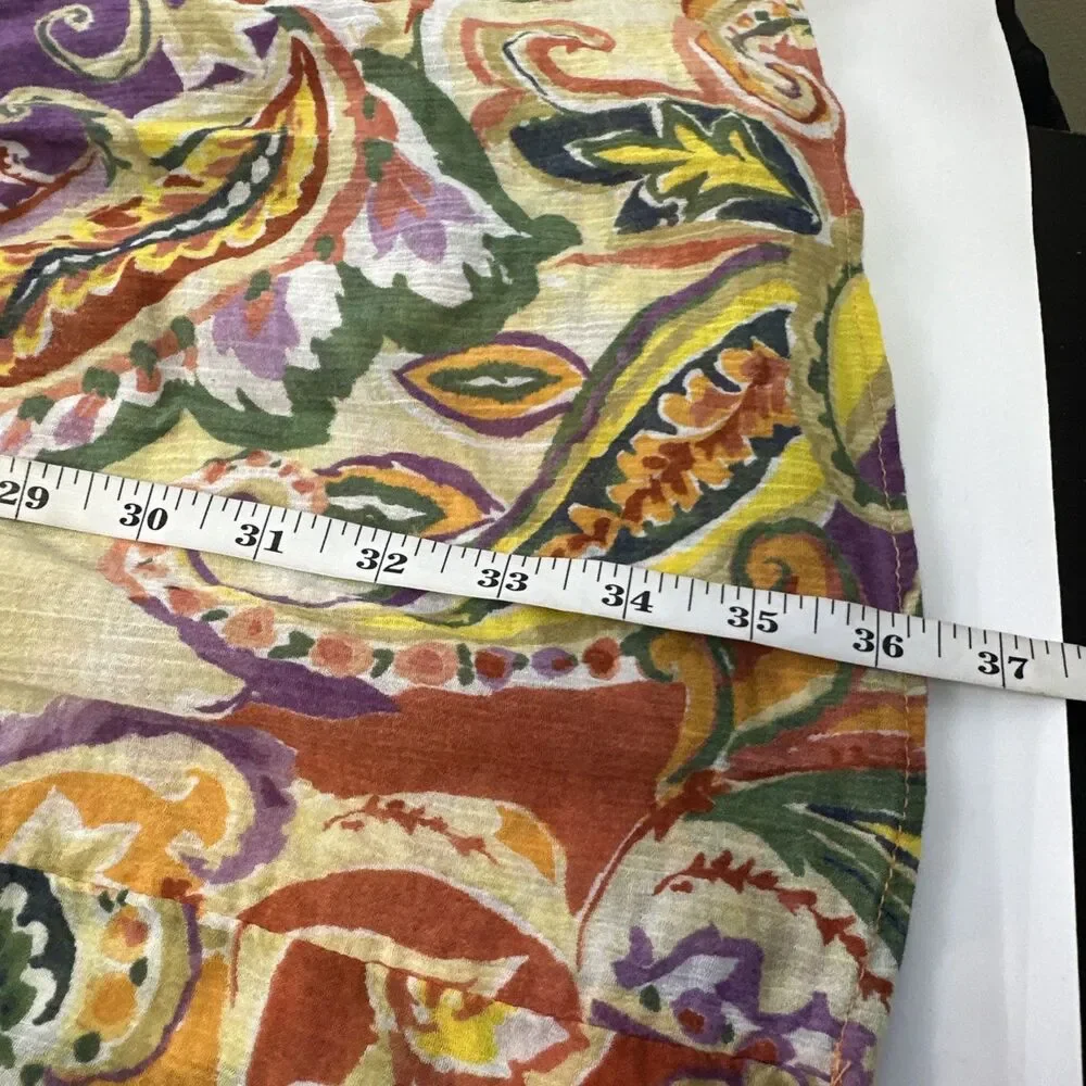 Chaps Maxi Skirt Multicolored Floral Paisley Tiered Cotton Elastic Boho Women XL